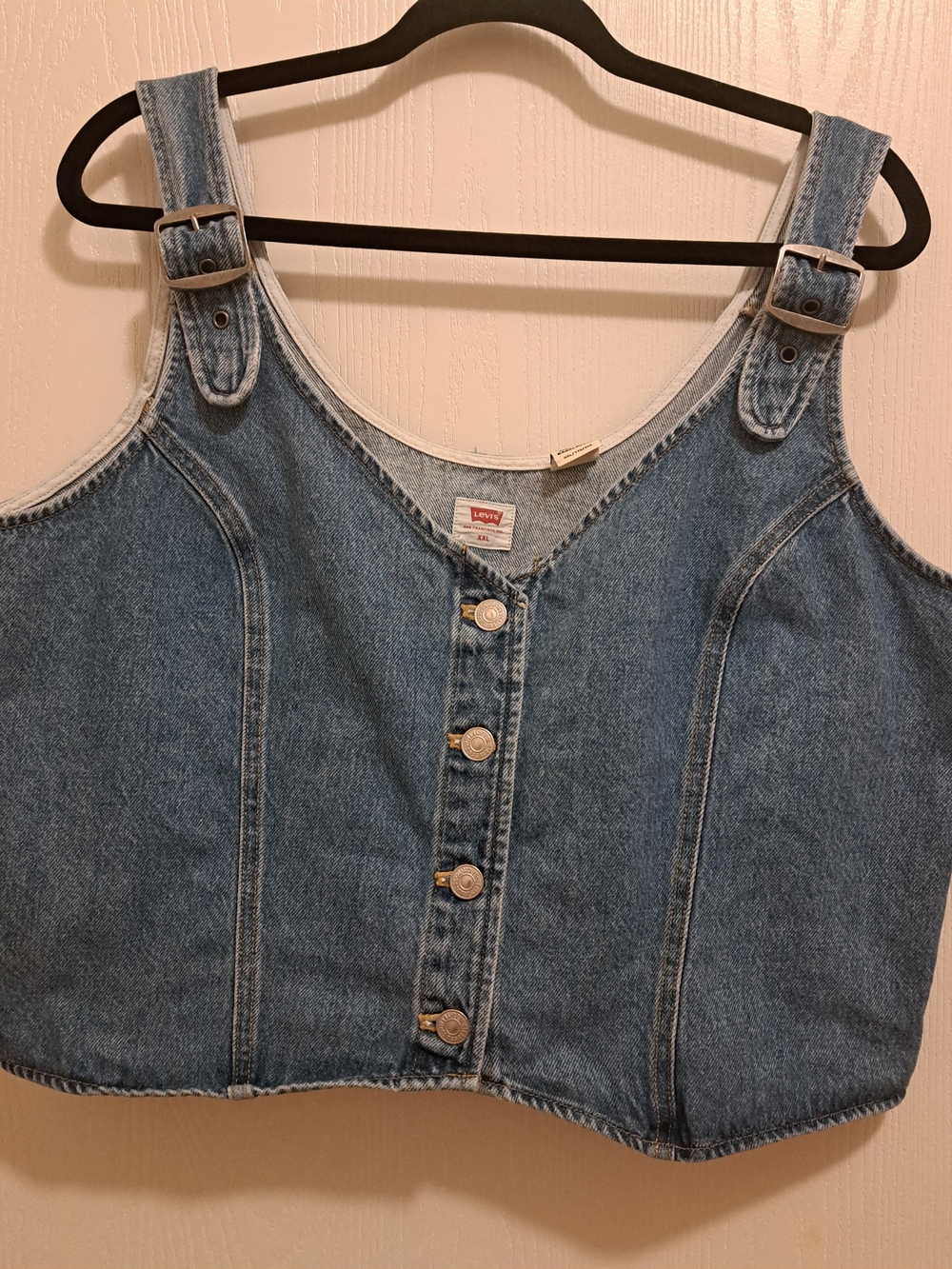 Levi's Denim Button-Front Crop Top - Medium Blue Size XXL